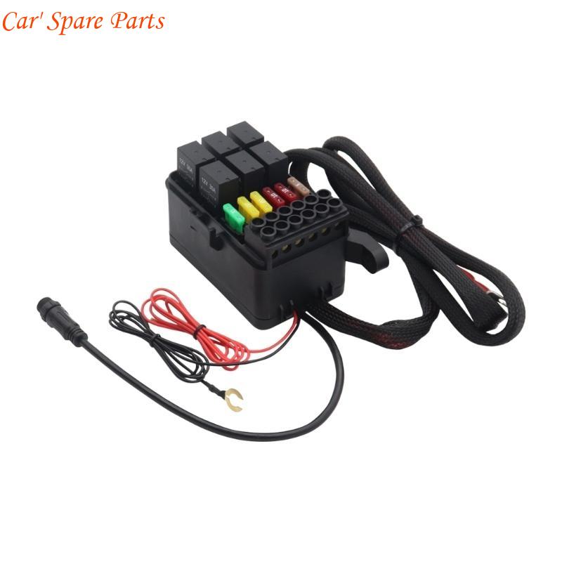 Y4UA 6 Gang Switch Panel, 12V 24V Universal Circuit Control Systems with Fuses Relays Box Button Switch Touch Switch Box CN