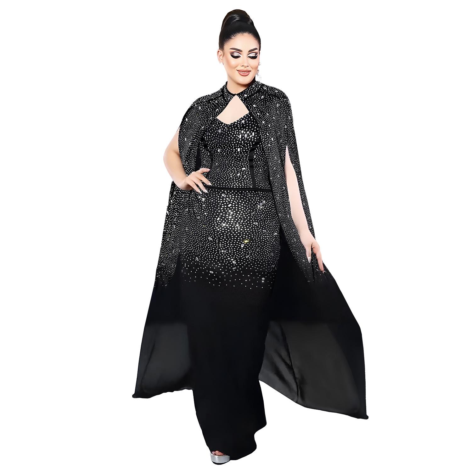 

Европейская и американская мода Женское платье-бодикон с прозрачной шалью со стразами Medium