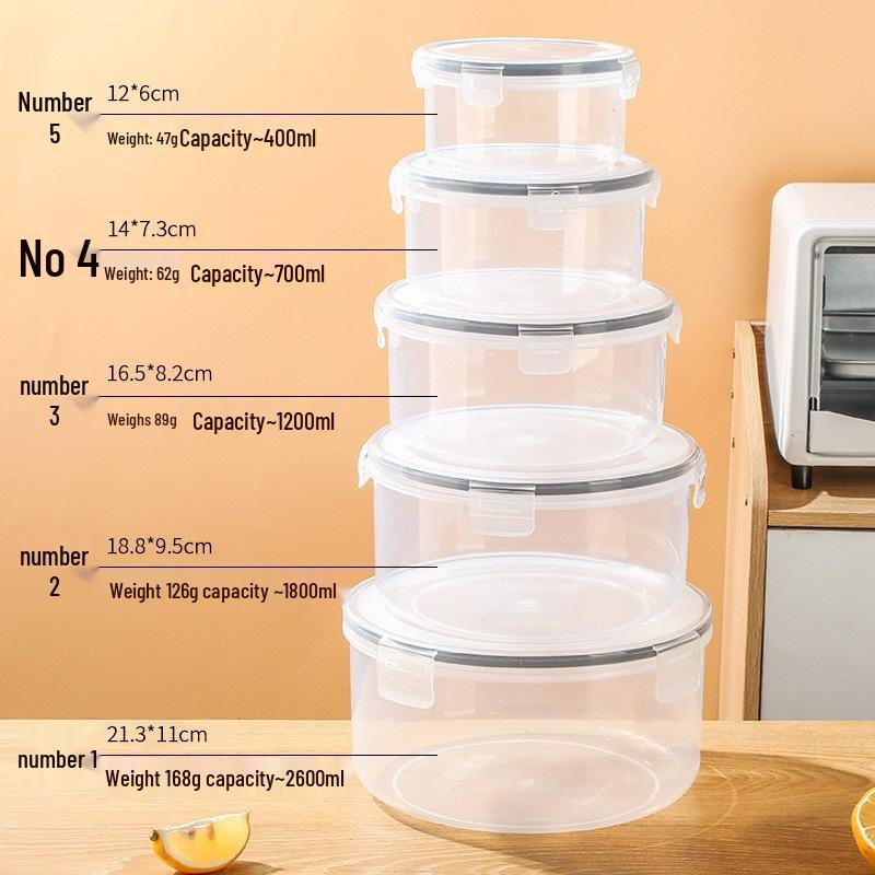 

Круглый герметичный прозрачный кухонный контейнер для хранения фруктов и овощей No. 5