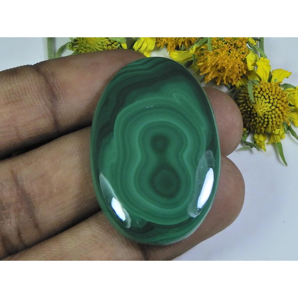 AA++ 70Cts. Natural Green Malachite Oval Cabochon Loose Gemstone 25X40X04MM D-34