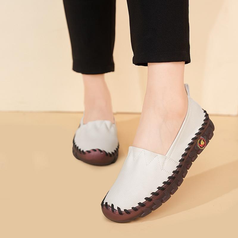 2025 Popular Mother Shoes Soft Sole Comfortable Women's Shoes Spring and Autumn Flat Sole Single Shoes Beef Tendon Sole Large Size Mother Shoes