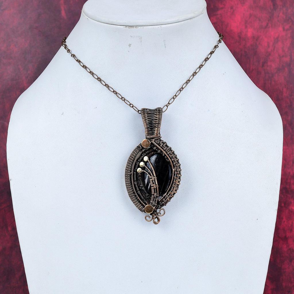 Hypersthene Pendant Copper Wire Wrapped Pendant Gemstone Jewelry Antique Pendant Wonderful Copper Jewelry Gifts for Wife Handmade Pendants