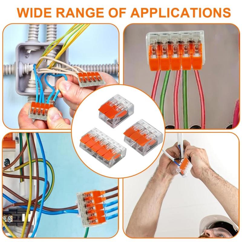 90pcs Lever Wire Connectors 2/3/5-Port Quick Splicing Terminal Block Electrical