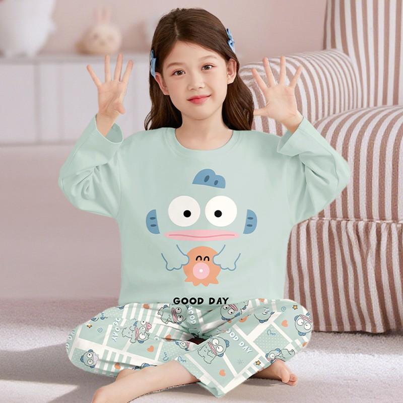 Girls Long Sleeve Cotton Pajama Set Cartoon Print Home Sleepwear Ages 8 Fall Comfortable Kids Loungewear