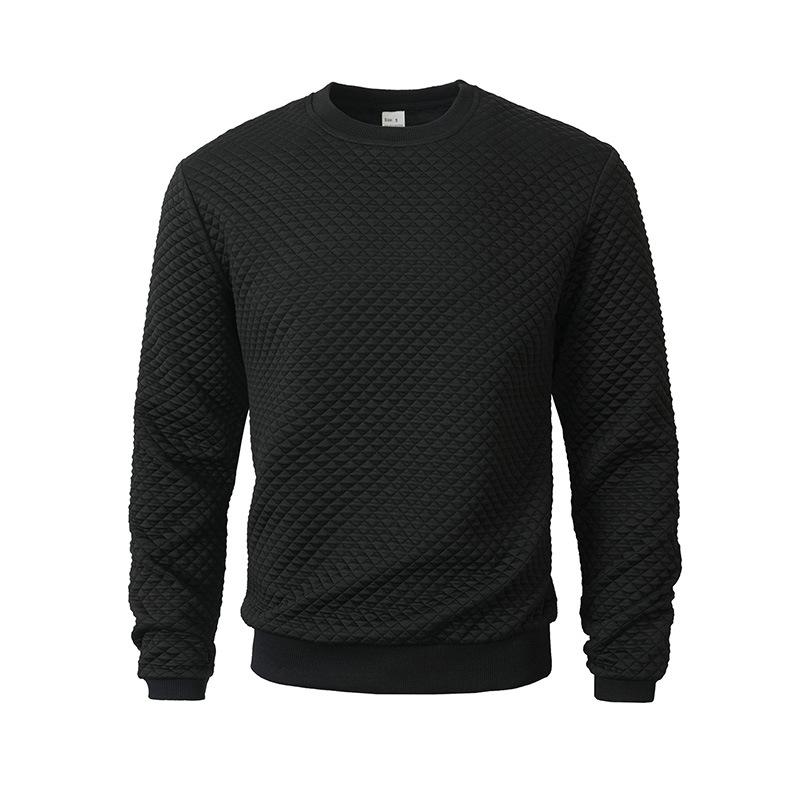 2025 Spring and Autumn Round Neck Solid Color Waffle Casual Long-sleeved Pullover Sweatshirt