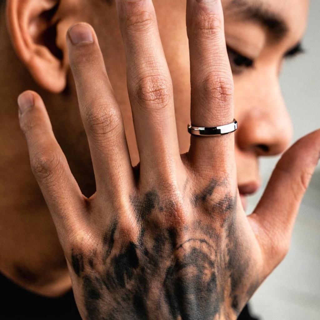 Punk Vintage Ethnic Rings for Men Retro Viking Knot Rune Finger Band, Black Geometric Square Stone Signet Ring Jewelry