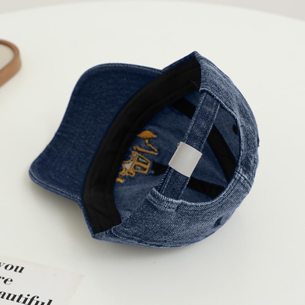 Cute Embroidery Excavator Kids Baseball Cap Adjustable Cotton Washed Vintage Cowboy Hat for Boys Girls Age 2-8