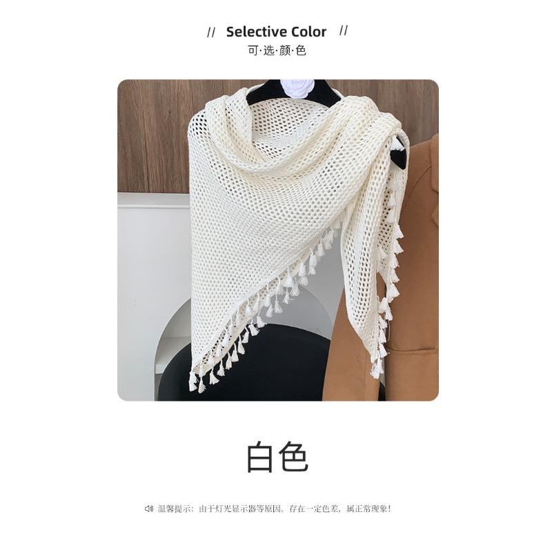 Women S Knitted Solid Color Tassel Versatile Shawl Wrap