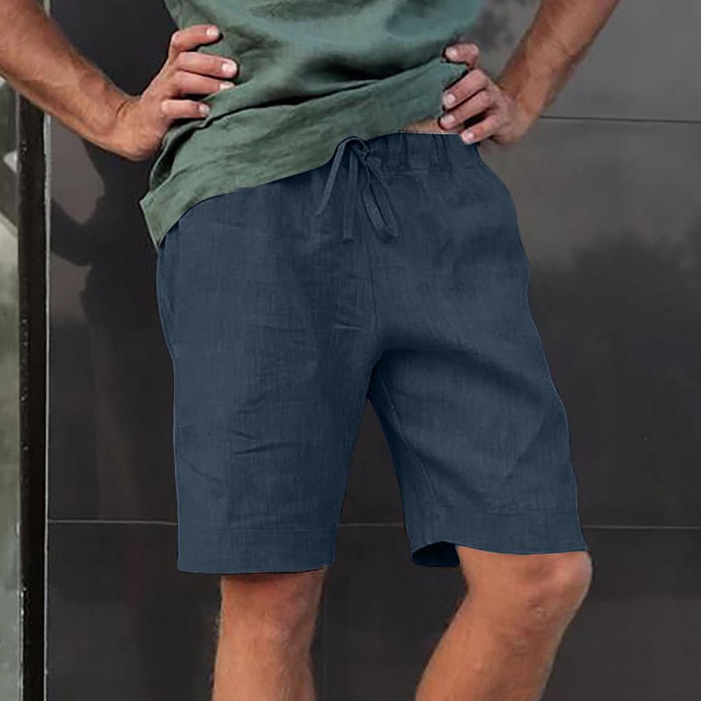 Men's Linen Multi-pocket Drawstring Casual Shorts