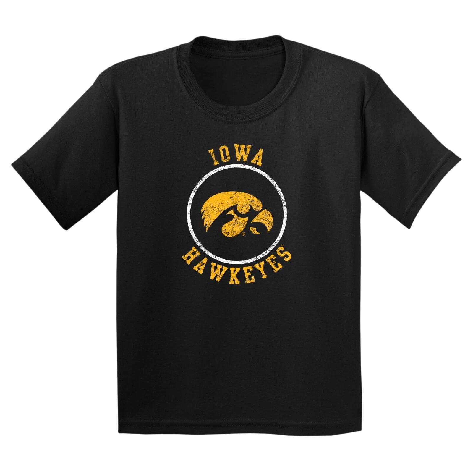 Iowa Hawkeyes Distressed Circle Logo University College Youth T-Shirt M
