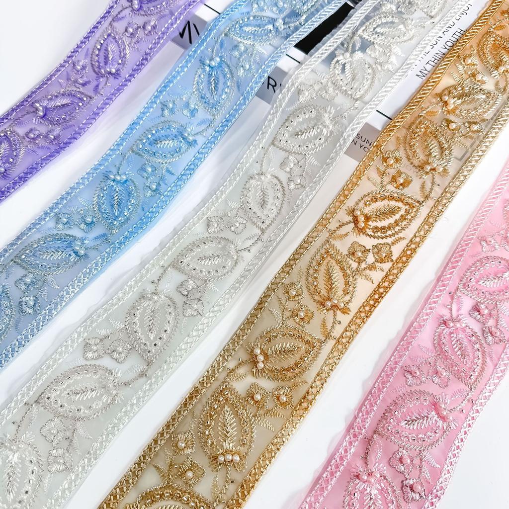 6Cm Exotic Style Bead Embroidery Barcode Clothing Ethnic Clothing Cuffs Collar Decorative Lace Accessories