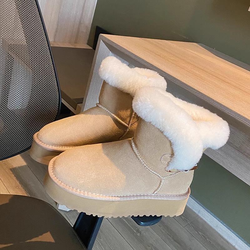 Women's high-top fashion lightweight height-enhancing soft sole winter warm fur one snow boots velvet lined non-slip casual sports cotton boots