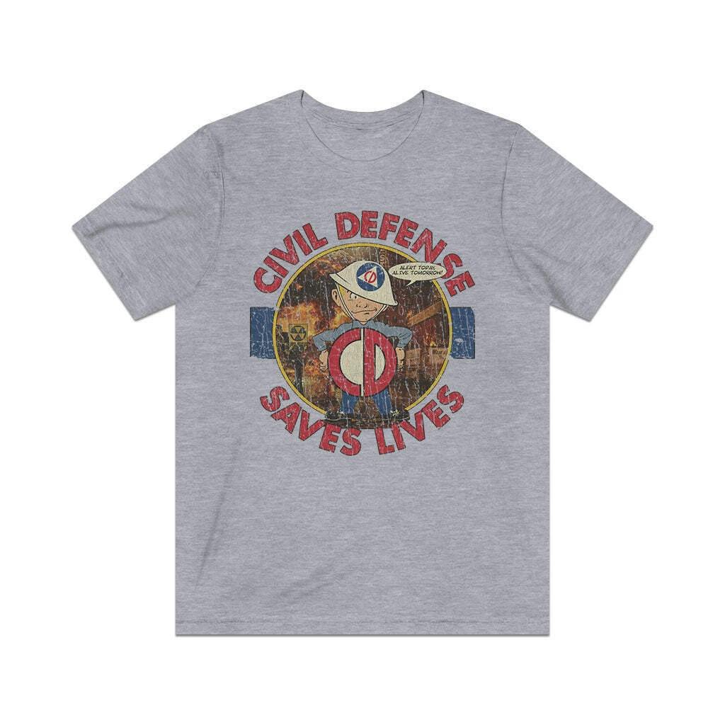 

Civil Defense Saves Lives 1956 Vintage Men s T shirt L