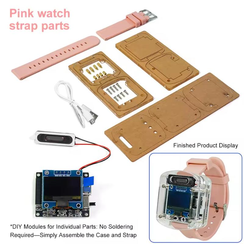 Xiaozhi Ai Electronic Voice Watch Kit Artificial Intelligence Conversation Esp32 S3 N16R8 Development Board Oled Screen Ai Robot розовый