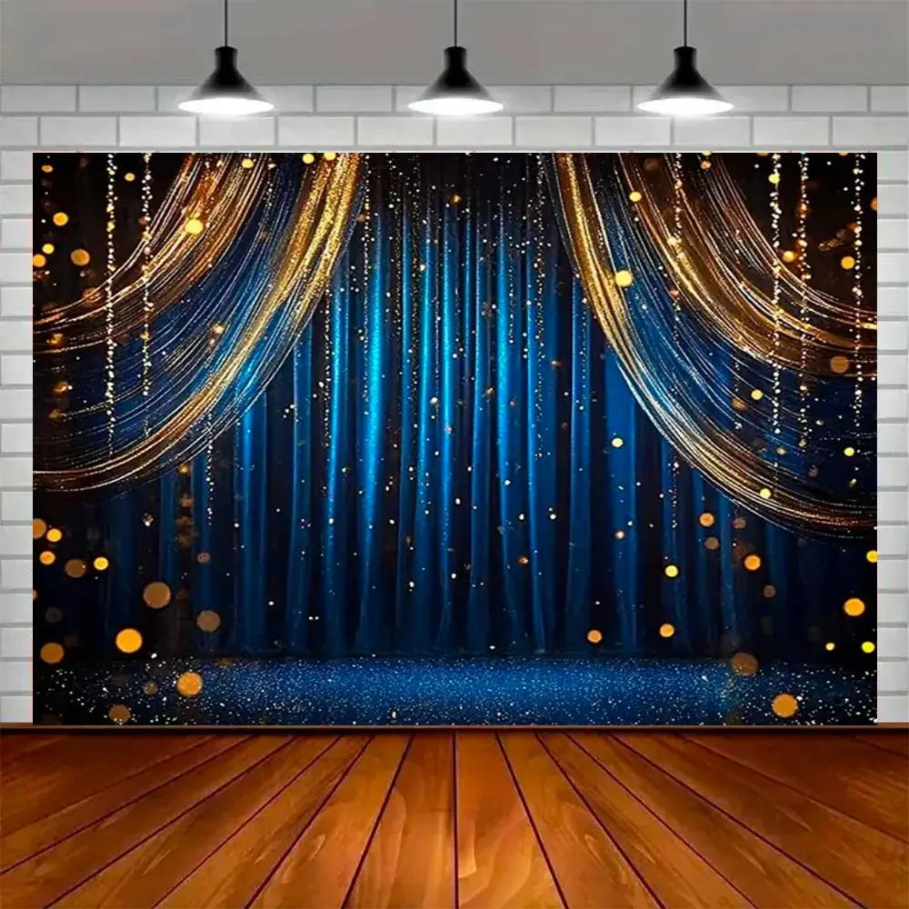 Party Ball Background Golden Glittering Stage Horseracing Sparkling Star Photography Children Birthday Background Decoration