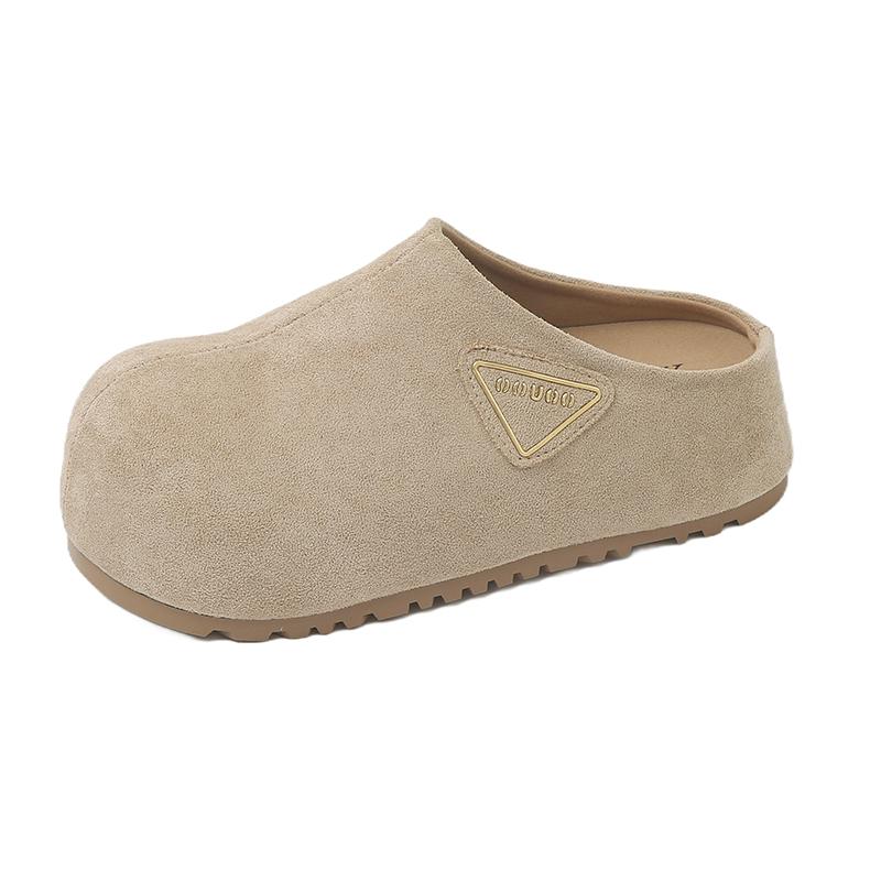 Fashion Autumn New Retro Solid Color Flat Bottom Women's Shoes Ladies Soft Footbed Slides Fashion Women Suede Slippers