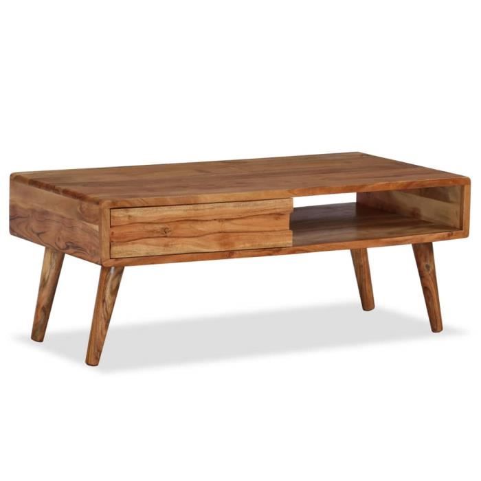 VidaXL Table basse Bois massif avec tiroir sculpté 100 x 50 x 40 cm