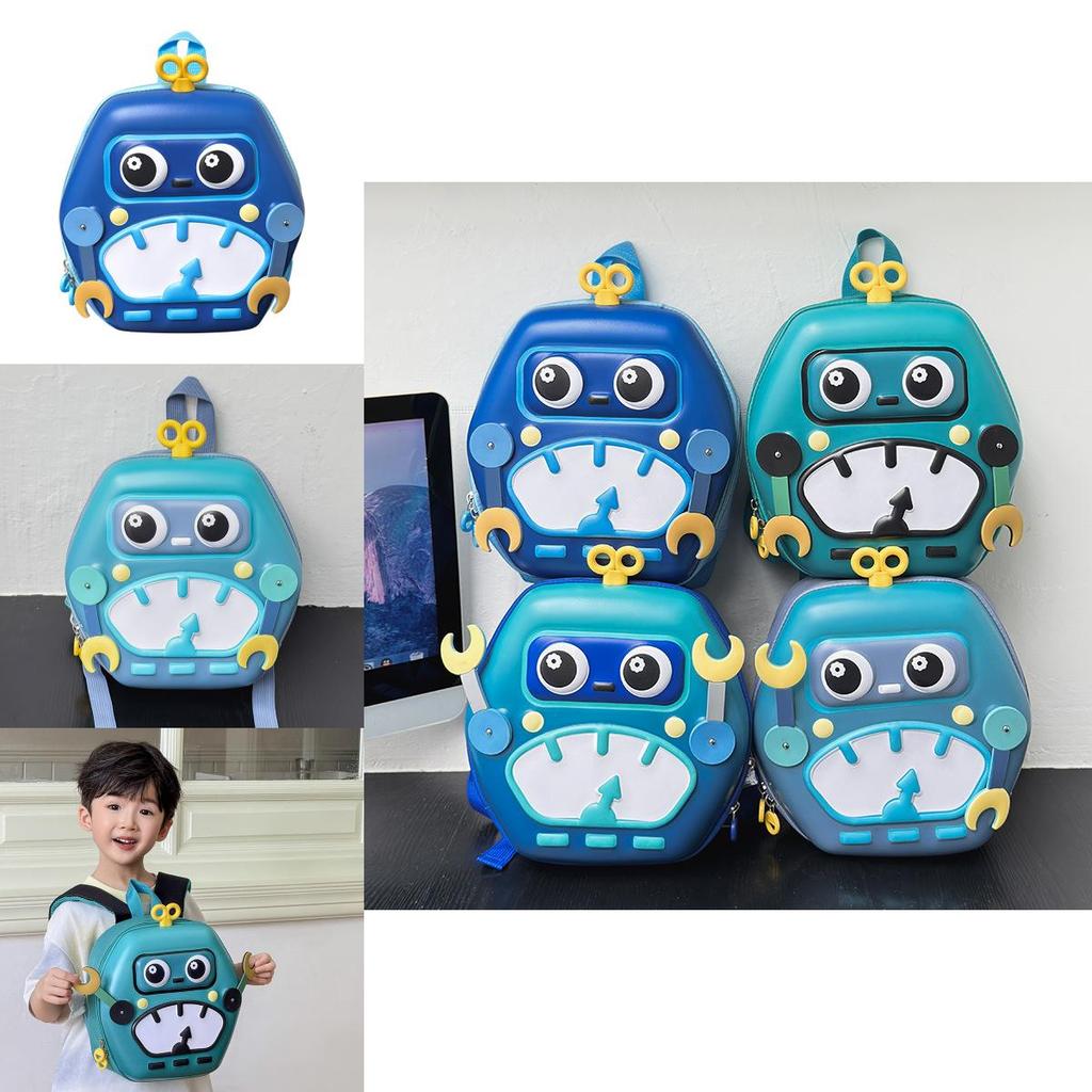 Cute Eggshell Backpack With Robot Print Design For School Learning And Oxford Fabric Construction