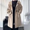 Trench Uomo Moda Soprabito Uomo Casual Slim Fit Giacca a Vento Monocolore Lungo Uomo Autunno Homme Nero/Cachi/Verde Scuro