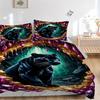 3pcs Black Panther Bedding Set - 1 Duvet Cover + 2 Pillowcases(Core Not Included), Machine Washable Polyester, All-Season Comfort, Bedroom D