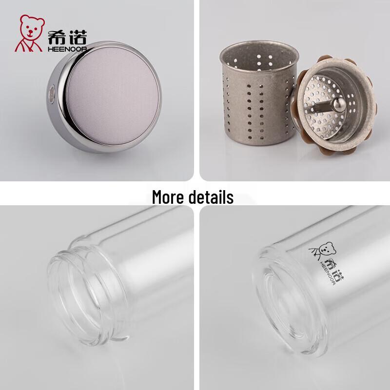 HEENOOR Double Wall Glass Tea Infuser Mug