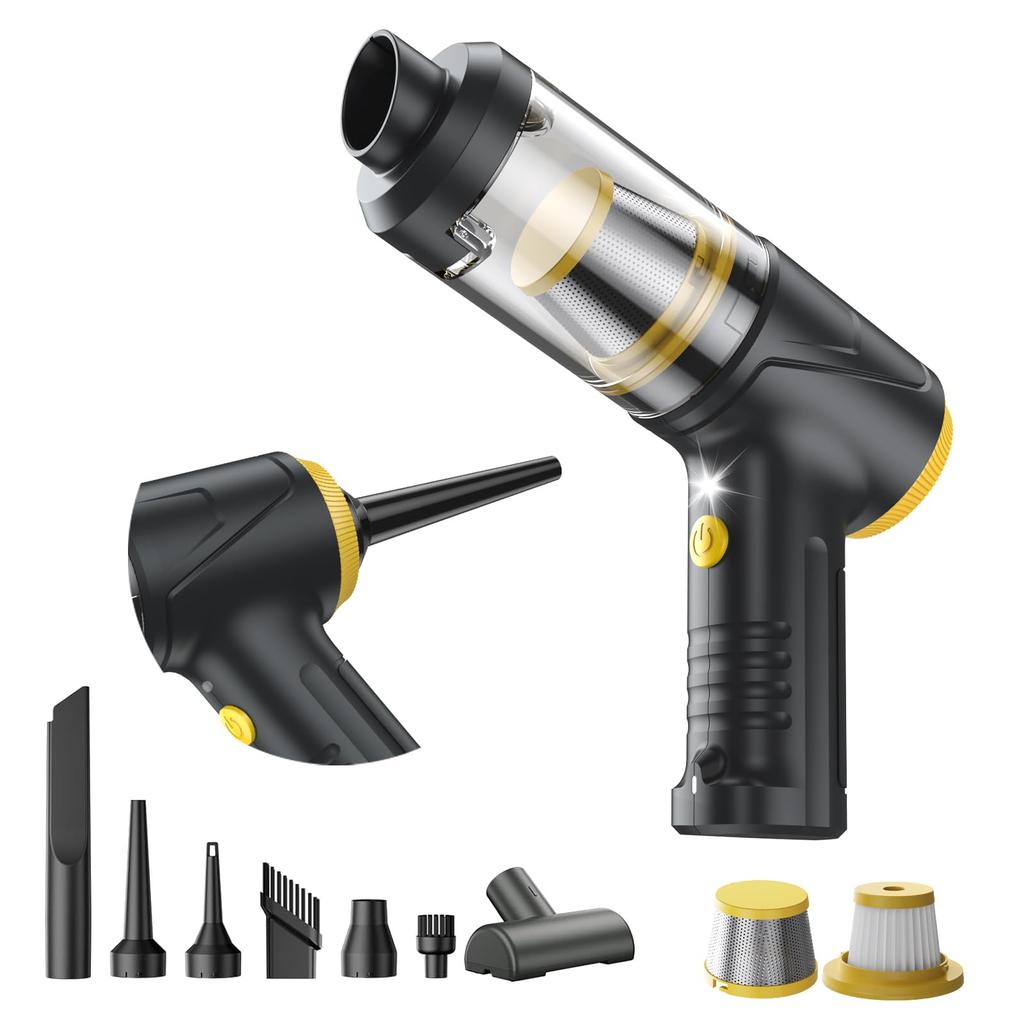 [2025 Improved 4-in-1 Vacuum] Cordless Handheld Vacuum with 12,000 Pa Super Powerful Suction [Blows, Suction, Inflates, and Deflates] Multi-Function