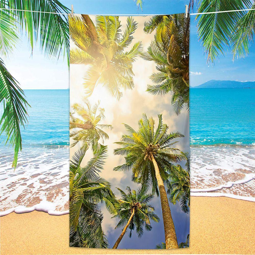 Coconut Palm Trees Beach Towel Microfiber Tropical Beach Beach Towels for Travel Quick Dry Super Absorbent Sand Proof Bath Towel