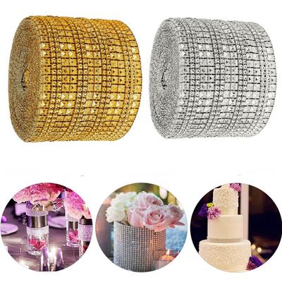 DIY Decor Double-row  Wrap Table Decoration Wedding Ribbon Diamond Pyramid Mesh Roll