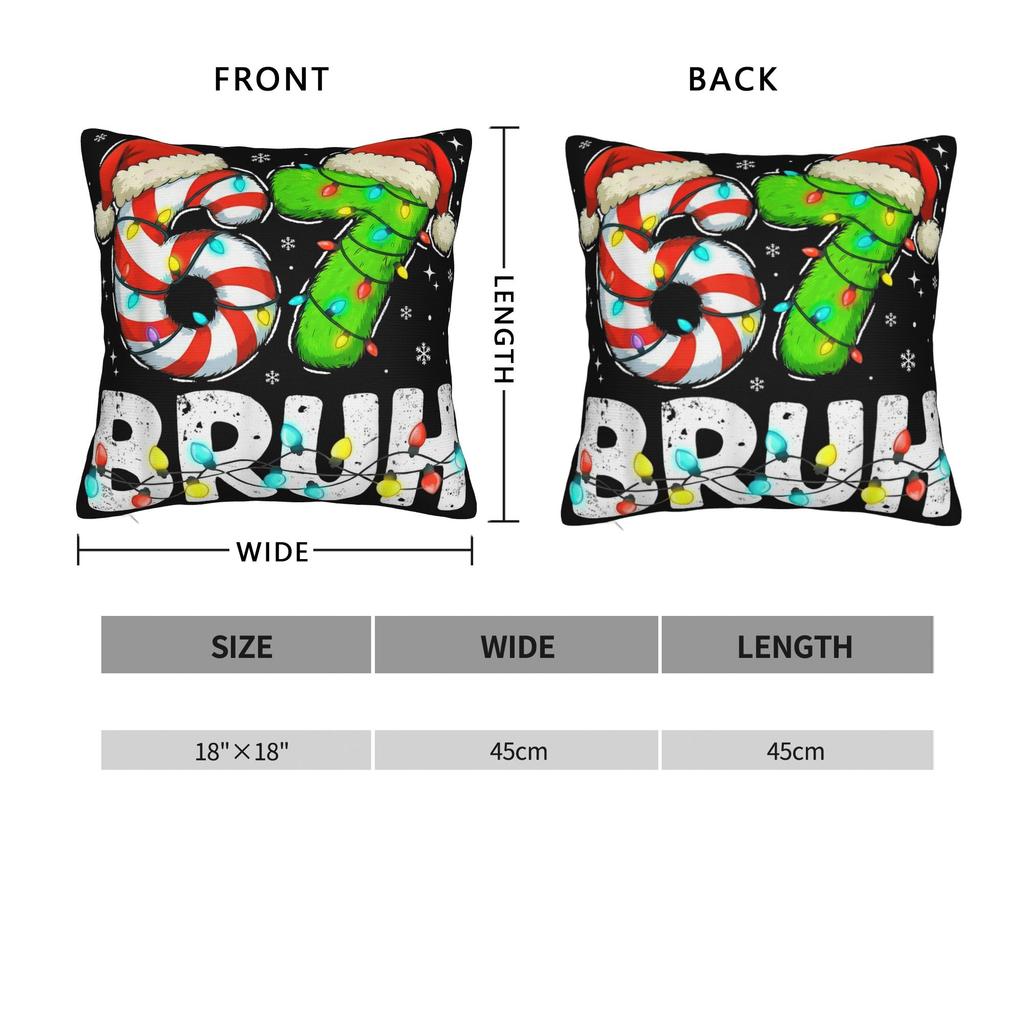 Poszewka na poduszkę Bruh 67 Boże Narodzenie Sześć Siedem 6 7 Mem Pokrycie poduszki Morden Pokrycie poduszki Poszewki na poduszki na krzesło Sofę Dekoracja domu