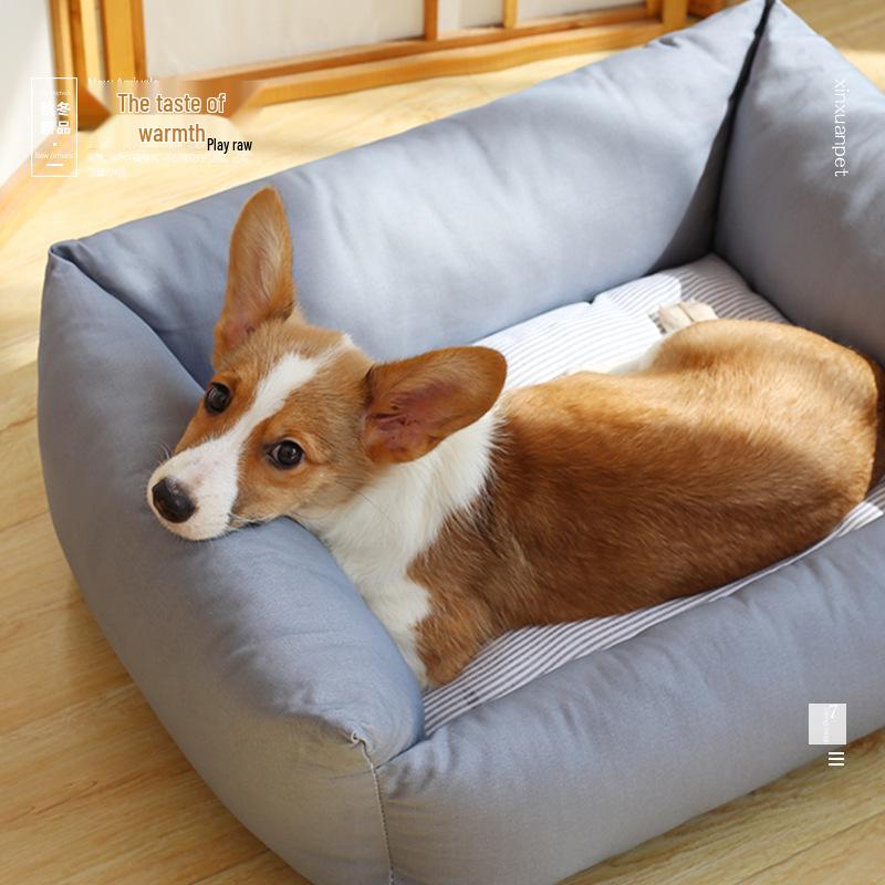 Four Seasons Washable Dog Bed: Bite-Resistant, Moisture-Proof, Warm for Small Pets