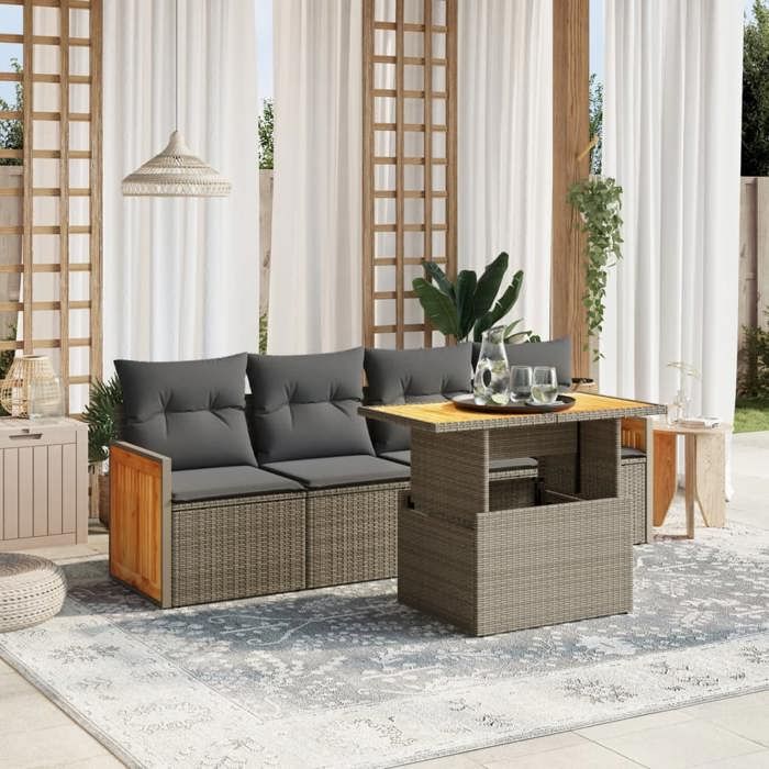 VidaXL Garden Lounge Set with Cushions 5 Pcs, Patio Sofas, Patio Furniture Set, Outdoor Furniture, Grey 3273839