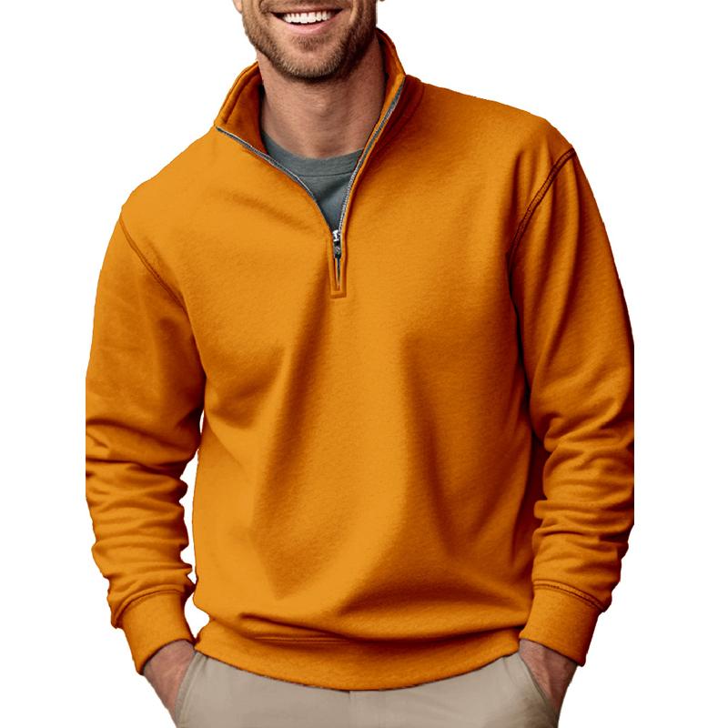 New Men's Hoodie Casual Zipper Stand Collar Thick and Fleece Solid Color Men's Hoodie
