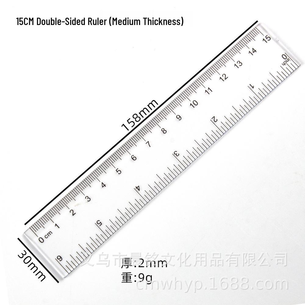 Transparent Plastic Ruler with Single Bevel, 15-30CM, Student Ruler Flat Bag
