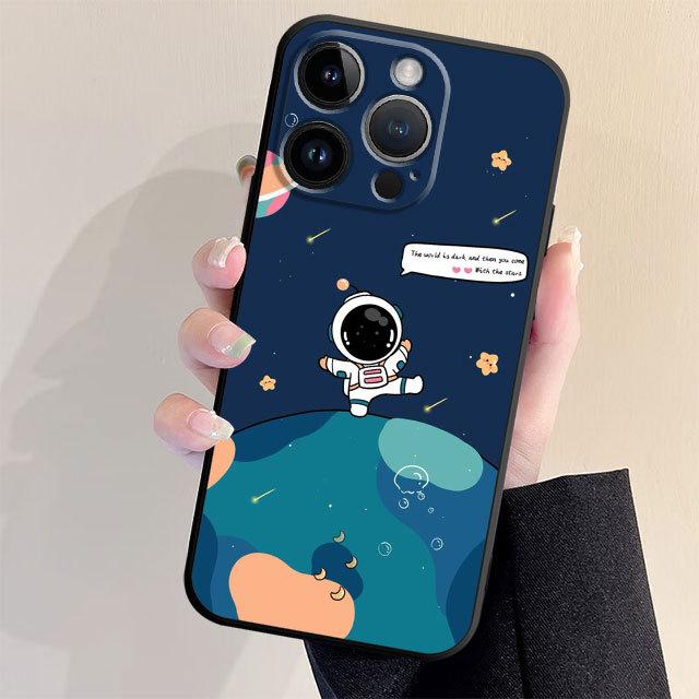 

Черный мягкий противоударный чехол для Samsung Galaxy M23 M31 M33 M51 M52 M22 M30s M12 M32 5g M13 M31 Prime Cute Star Astronaut Cover for Samsung M33