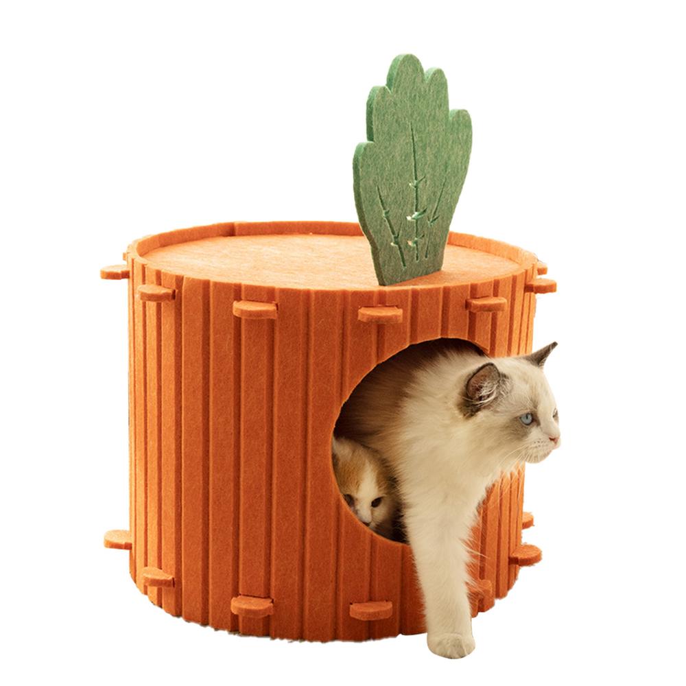 

Covered Cat Bed Soft Detachable Semi-Enclosed House Carrot Shape Covered Cat Beds For Home Indoor Medium Large Sized Pets Dogs