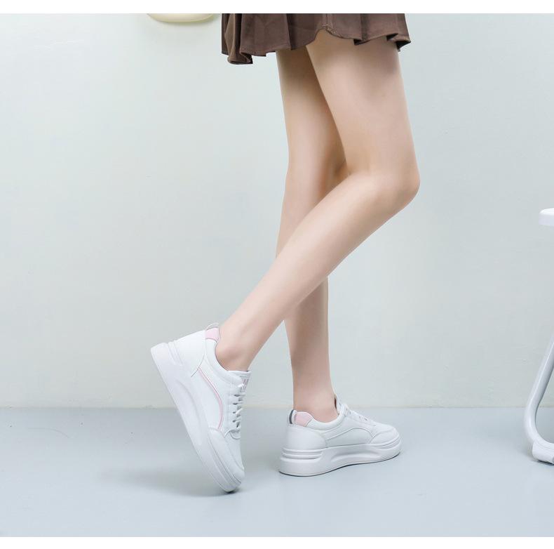 Korean Style Women's Platform Sneakers - Spring 2024 Casual White Shoes