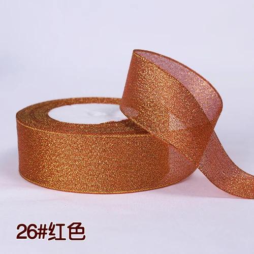 25Yards 40mm Glitter Ribbon Crafts Bow Handmade Gift Wrap Flower Hair Accessories Gift Baking Packaging Color DIY Decorative