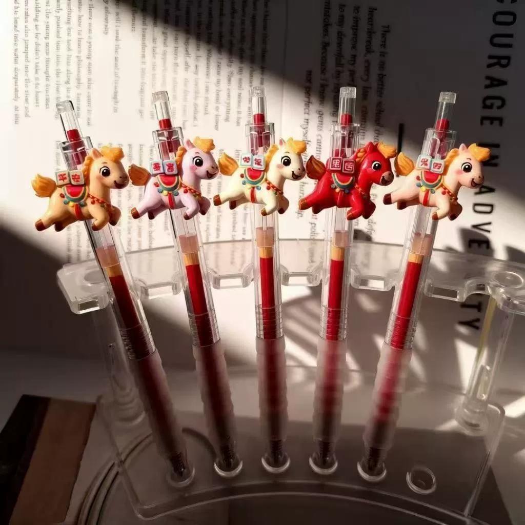 Neues Jahr des Hauses Kawaii Gelstift 0,5 mm Schnelltrocknend Rote & Schwarze Tinte - Glatte Schreibstifte Neutraler Stift Schüler Schule Büro Zubehör