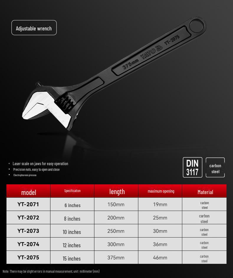 Yiertuo Adjustable 6-12 Inch Multi-Function Large Opening Wrench & Pipe Pliers