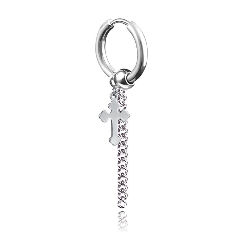 

Женские модные ювелирные изделия Цепочка Крест Пусеты из нержавеющей стали Серьги в корейском стиле Мужские серьги-кольца E