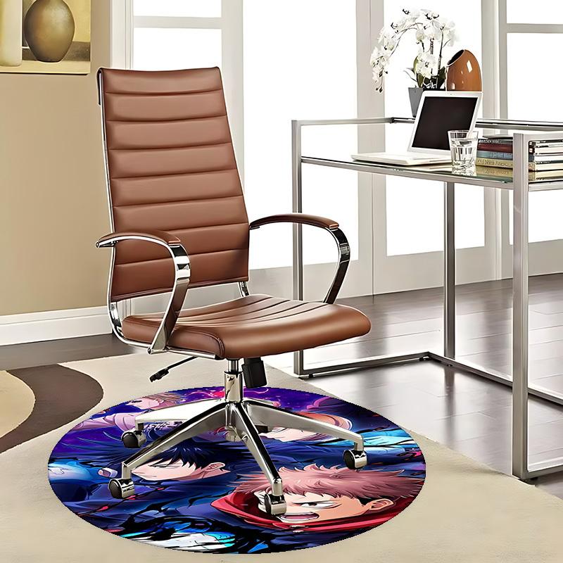 

1pc Anime Cartoon Design Round Carpet Office Chair Mat, NonSlip Rug for Home Decor 80cm