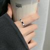 925 Sterling Silver Black And White Heart Connected Adjustable Rings For Women Engagement Wedding Vintage Jewellery Argent 925