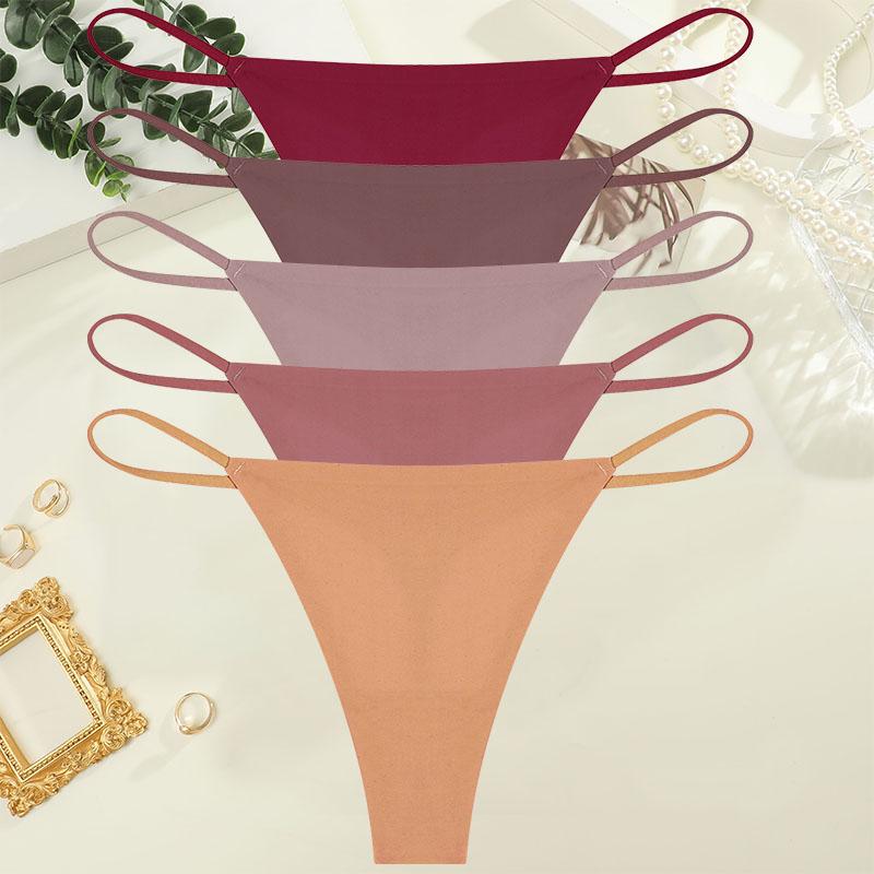 5Pcs/Set Sexy Minimalist Thong Underwear for Women Low Rise Thin Strap Seamless Soft Comfortable Briefs