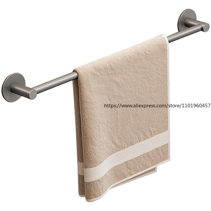 Towel Rack, Toilet, No Punching Gun, Gray Wall-mounted Bathroom, Space Aluminum Hanger, Toilet Storage, Single Bar, Towel Bar.
