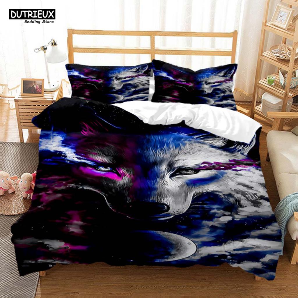Comforter Wolf Digital Print Polyester Bedding Sets Child Boys Set For Teens Bedding Set Bed Comforter Set