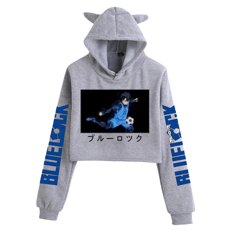 Blue Lock Damen Kapuzenpullover mit Katzenohren - Beliebter Print, Lässig, Herbst/Winter