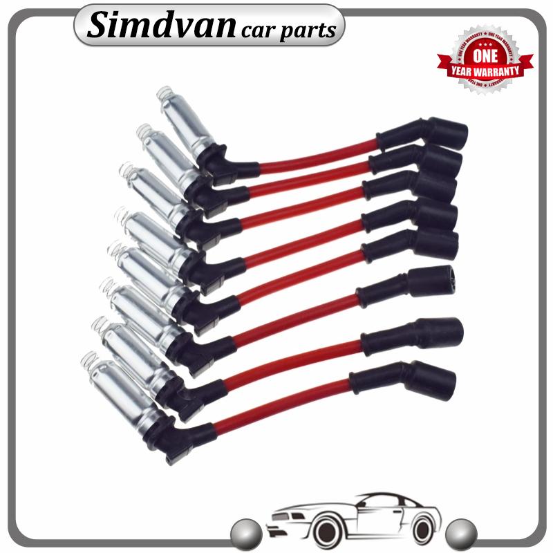 8PCS High Heat Spark Plug Ignition Wires For Chevrolet Silverado Tahoe GMC Savana Sierra Hummer H2 H3 48322 48322R 9748RR
