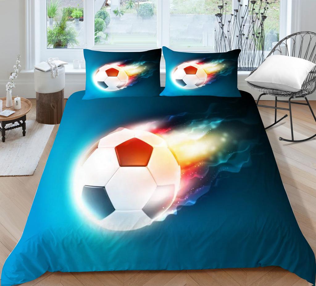 Quilt Cover Pillowcase Two Or Three-Piece Football Series 3D Digital Printing Polyester