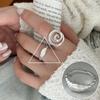 Prsten ve stylu korejském S925 postříbřený s nepravidelným listem - Dámská vintage móda, Jednoduchý zakřivený okraj Srdce Geometrický Otevřený design pro ukazováček.