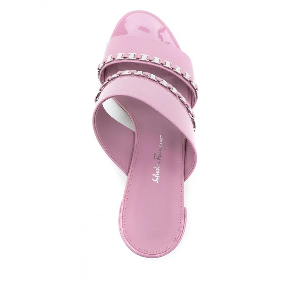 Salvatore Ferragamo Ferragamo Braided Slip On Sandals Pink